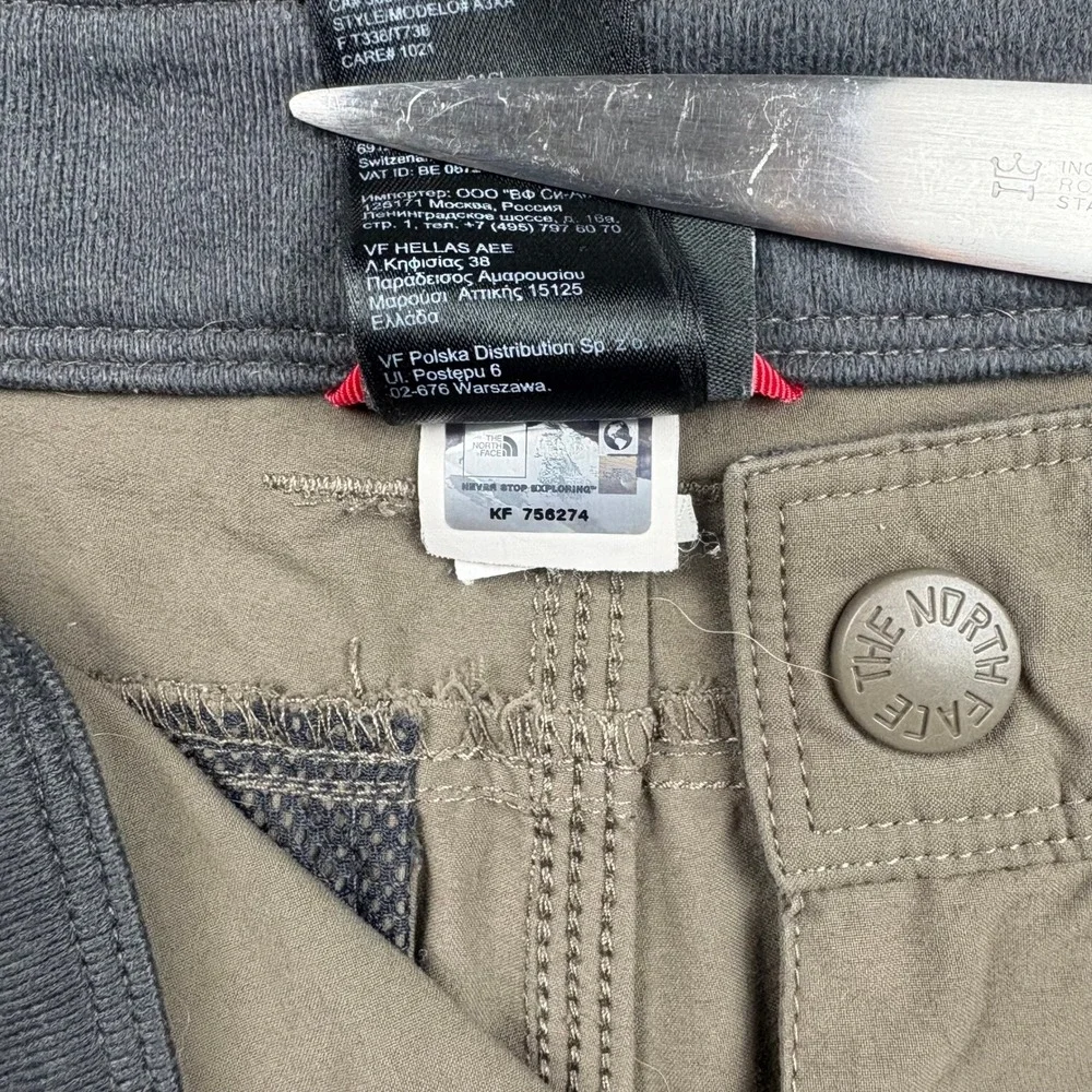 North Face Convertible Pants Men 32 Olive Green Zip‎ Off Hiking Outdoor READ